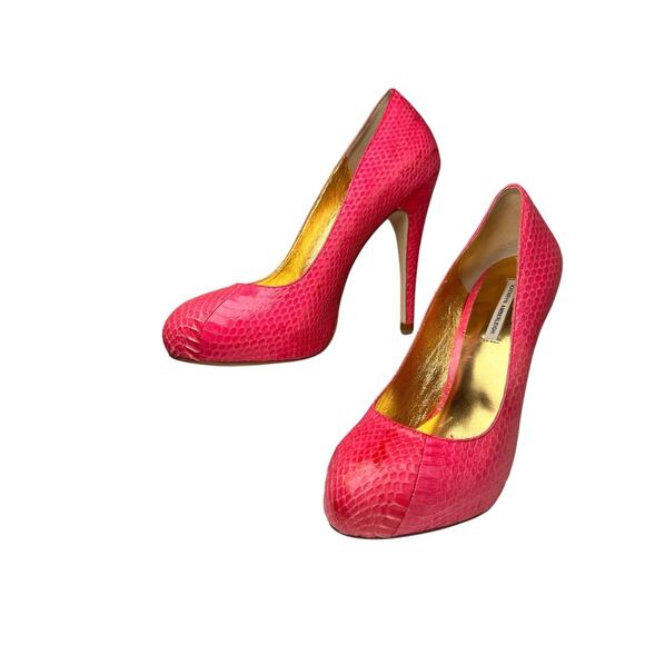 Kathryn Amberleigh Heel Sz 8 Pink Snakeskin Leather Platform Stiletto Barbiecore - Picture 16 of 16